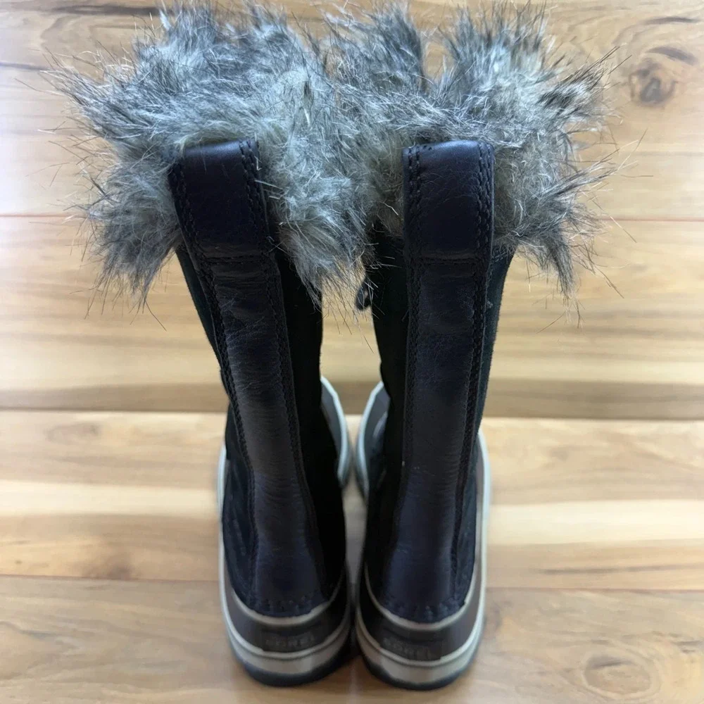 Sorel Joan Of Arctic Waterproof Boot Womens 9.5 Black Suede Faux Fur Tall Snow